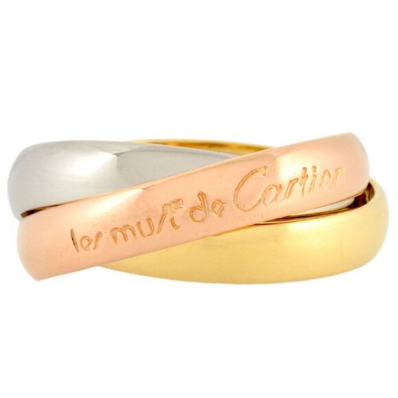 CARTIER Trinity Ring 48 K18YG 18K Yellow Gold White Gold Rose Gold Women's - Picture 1 of 6
